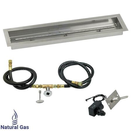AMERICAN FIREGLASS 30 X 6 In. Linear Stainless Steel Drop-In Fire Pit Pan With Spark Ignition Kit - Natural Gas SS-LCBKIT-N-30